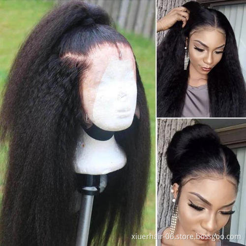 100% Human Hair Brazilian HD Bang Wholesale 100% Vendors Glueless Virgin Front Lace Curly Wet and Wavy Human Hair Wig